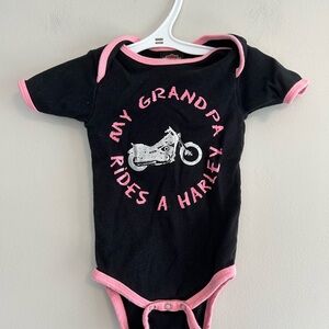 Harley-Davidson 9/12m Black & Pink grandpa rides a Harley short sleeve onesie